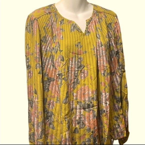 Tolani Collection Golden Yellow  Floral Gypsy Boho Peasant Blouse sz M NWT - Picture 5 of 9